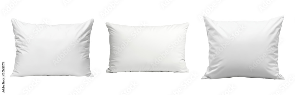 Three White Decorative Cushions on Isolated Isolated on transparent background Three White Decorative Cushions on Isolated Isolated on transparent background