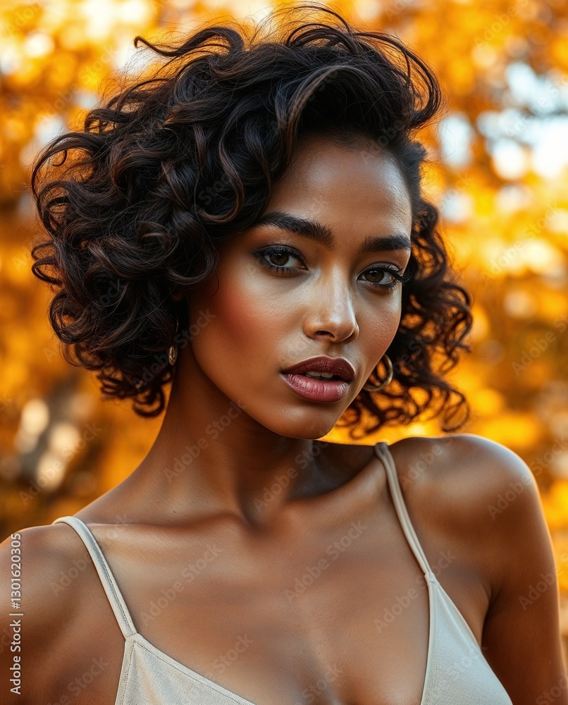 Confident and elegant woman posing outdoors. Generative AI