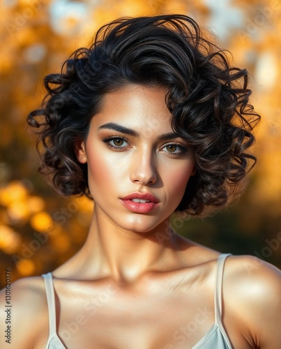 Confident and elegant woman posing outdoors. Generative AI