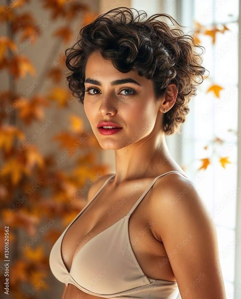 Confident and elegant woman posing outdoors. Generative AI