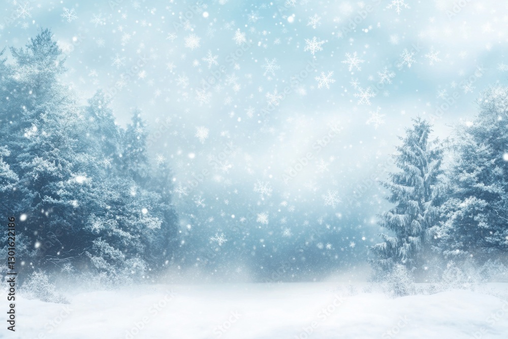 Winter background with snow and forest, a blurred blizzard in the sky. Winter scene with copy space Winter background with snow and forest, a blurred blizzard in the sky. Winter scene with copy space