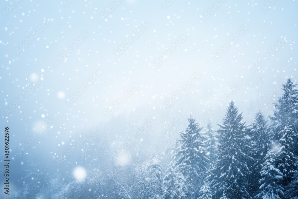 Winter background with snow and forest, a blurred blizzard in the sky. Winter scene with copy space Winter background with snow and forest, a blurred blizzard in the sky. Winter scene with copy space