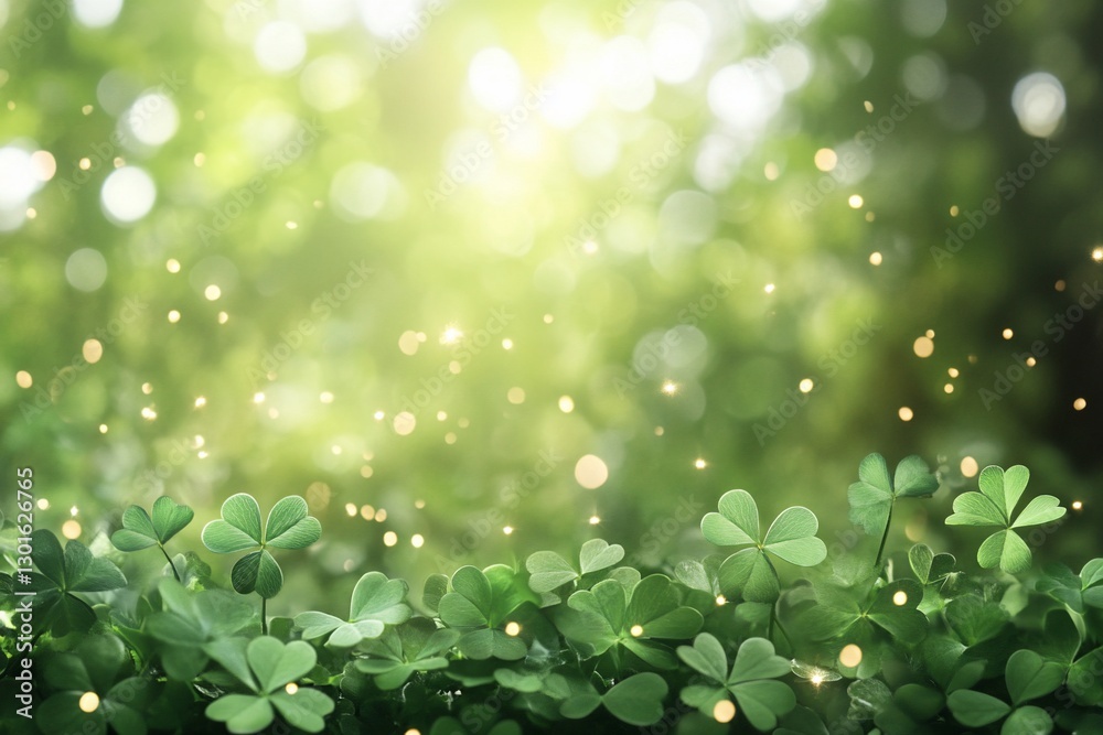 Fototapeta premium Spring Shamrock Forest Background
