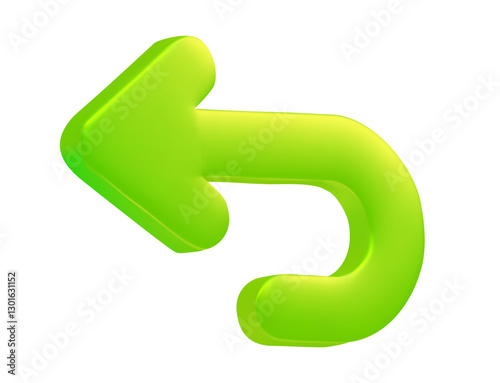 3D green arrow. Cartoon icon. Vector illustration