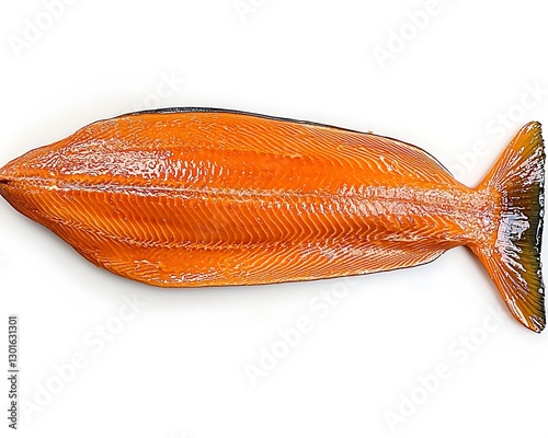 Freshly Caught Salmon Fillet Isolated on White Background