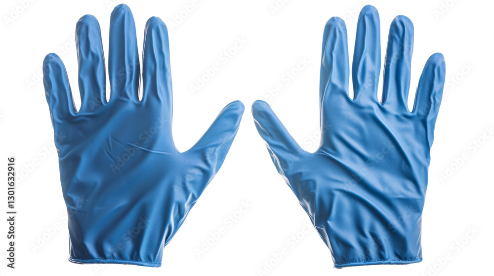 Fototapeta premium Two blue medical gloves open on transparent background