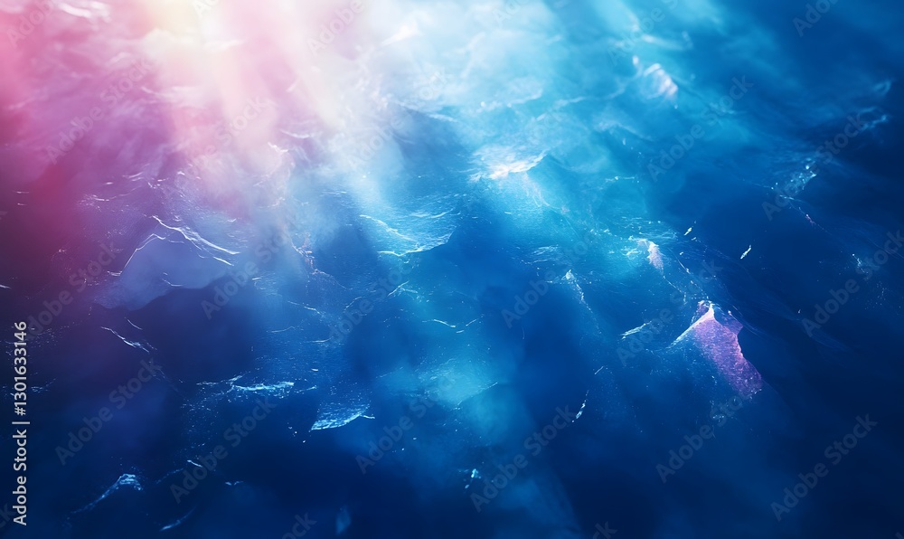 Obraz premium Abstract Underwater Scene with Light Rays and Deep Blue Hues and a touch of pink