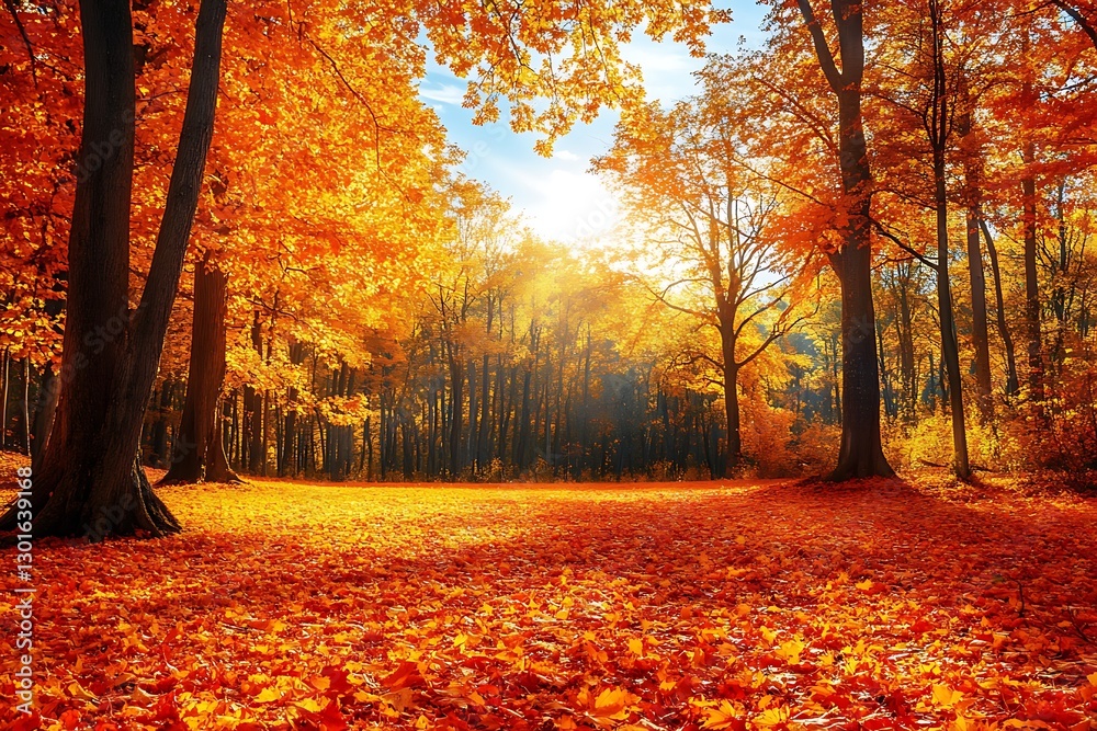 Obraz premium Autumn Sun Forest Floor