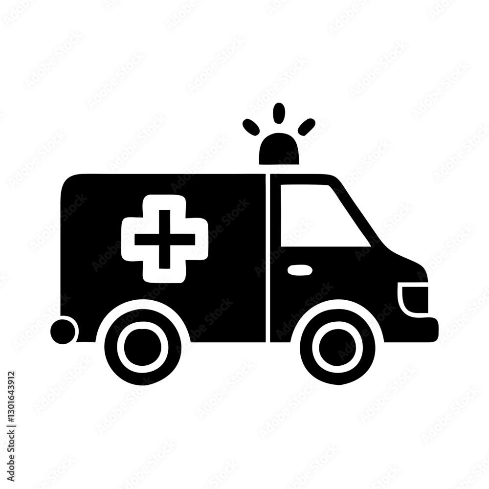 an ambulance icon in black and white, emergency and help vector illustration an ambulance icon in black and white, emergency and help vector illustration