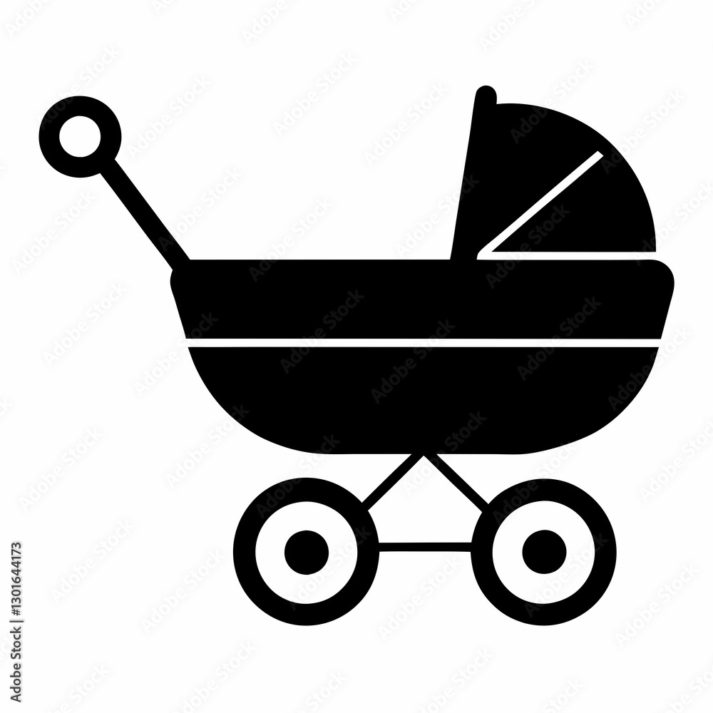 a black baby stroller icon isolated on a backdrop vector illustration a black baby stroller icon isolated on a backdrop vector illustration