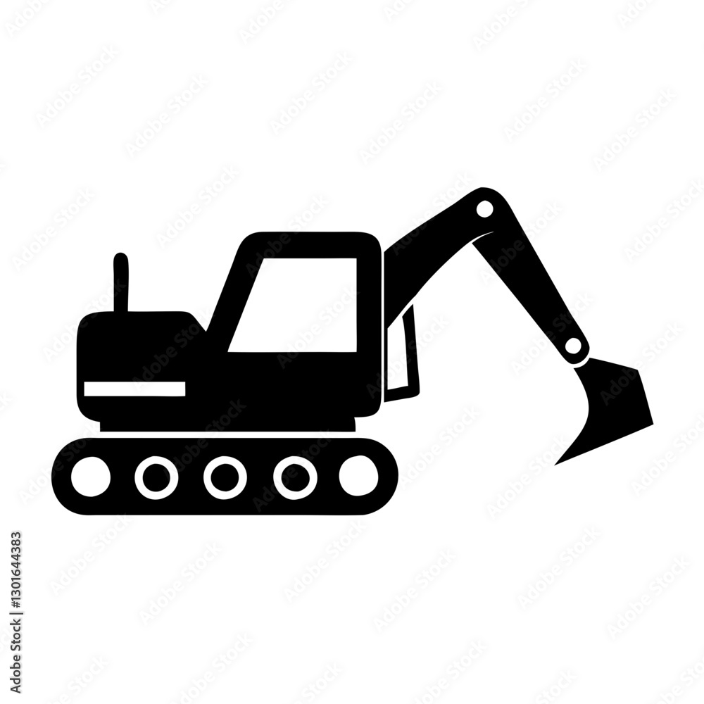 Naklejka premium an excavator illustration, showing a construction machine in black vector illustration