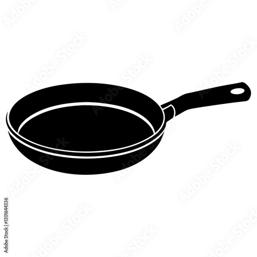 a black silhouette of a frying pan vector illustration
