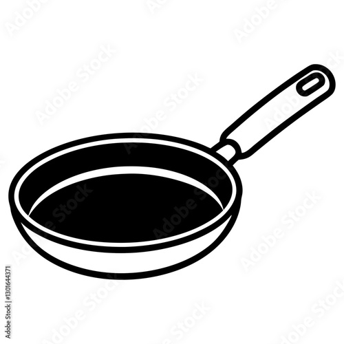 an overhead view of a frying pan, a common kitchen utensil, and a symbol of cooking and culinary activities. vector illustration