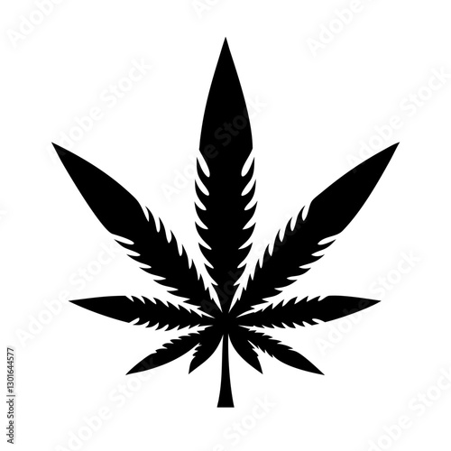 a black cannabis leaf, a symbol of nature's healing powers and potential vector icon illustration