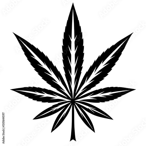 a black and white cannabis leaf, symbolic of natural health and wellness vector illustration