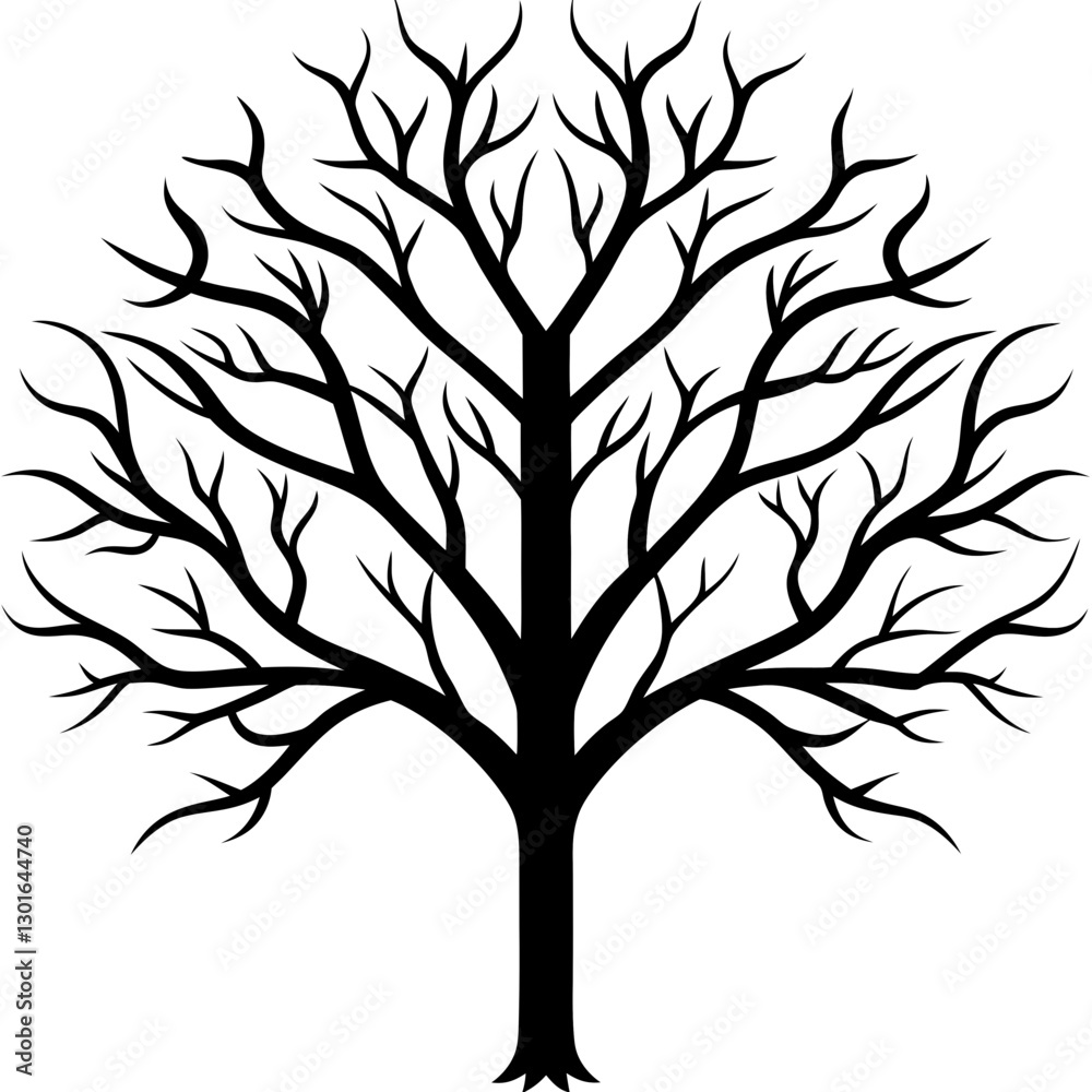 Obraz premium a stylized image of a bare tree with intricate branches vector icon illustration
