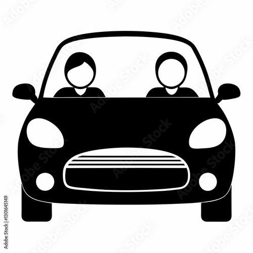 black car illustration with two passenger sitting in the seats. Perfect for illustrating transport or travel concepts vector illustration