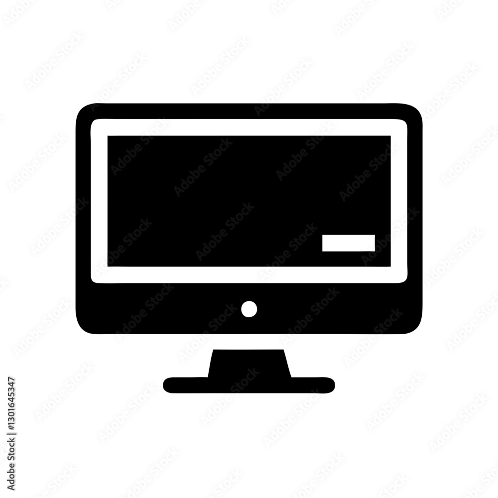 a minimalistic illustration of a modern computer monitor. The screen is black with a simple, sleek design vector icon illustration a minimalistic illustration of a modern computer monitor. The screen is black with a simple, sleek design vector icon illustration
