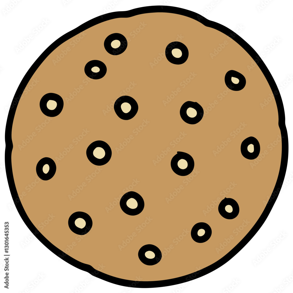 Fototapeta premium a single close-up illustration of a cookie with chocolate chips vector illustration