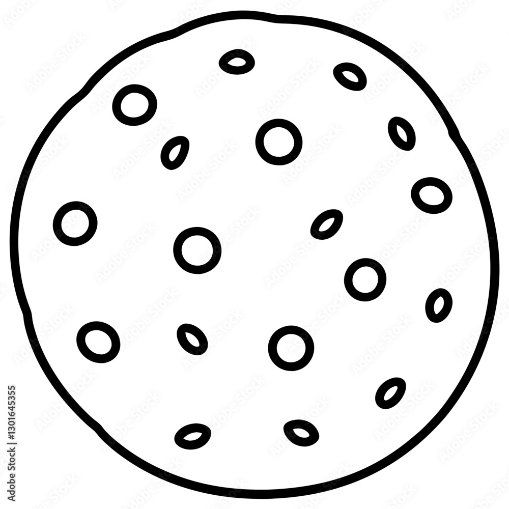 a black and white illustration of a chocolate chip cookie with multiple chips vector illustration a black and white illustration of a chocolate chip cookie with multiple chips vector illustration