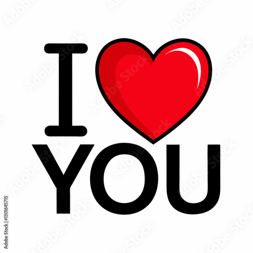 A declaration of love with "I love you" text and a red heart vector illustration