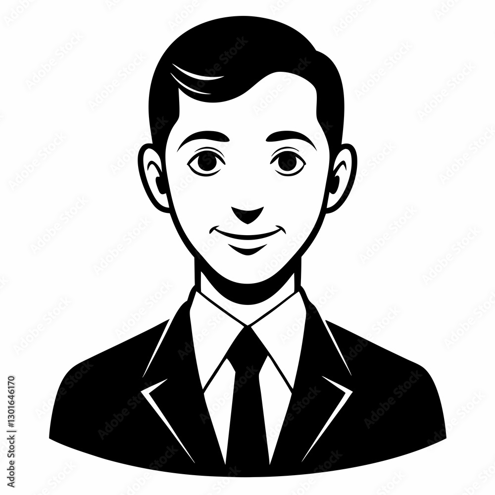 a business man in suit and tie. The image is black and white, with a clean and modern look vector illustration a business man in suit and tie. The image is black and white, with a clean and modern look vector illustration