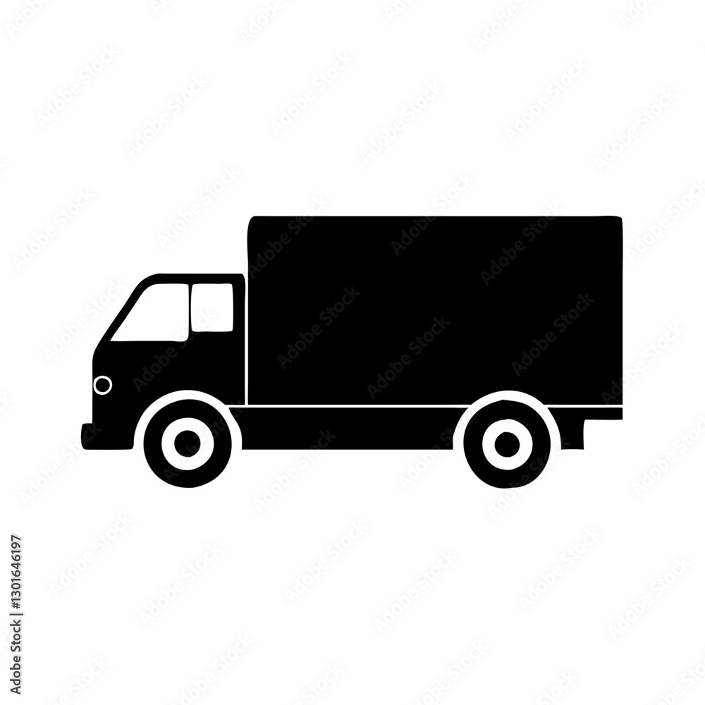 a simple silhouette of a delivery truck, perfect for representing transportation, logistics and delivery vector illustration a simple silhouette of a delivery truck, perfect for representing transportation, logistics and delivery vector illustration