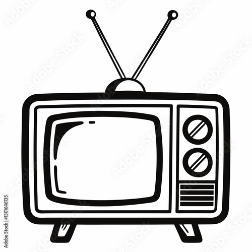 a vintage TV set, an old television design, icon with antennas vector illustration