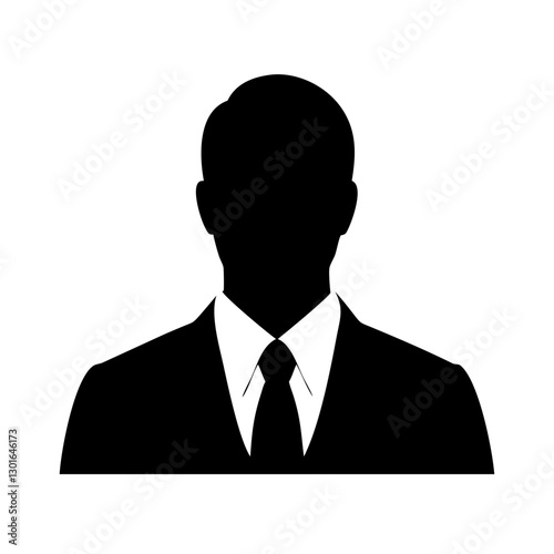 a silhouette of a businessman wearing a suit. The person is facing forward and has short hair vector illustration