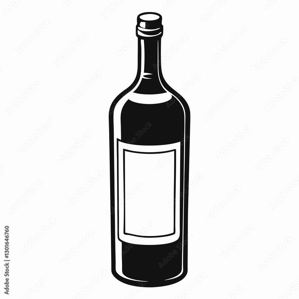 a monochrome drawing of a classic wine bottle with a blank label, conveying elegance and simplicity vector illustration a monochrome drawing of a classic wine bottle with a blank label, conveying elegance and simplicity vector illustration