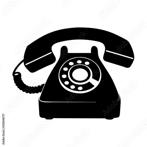 an old classic telephone displayed in a simple silhouette style, conveying a sense of nostalgia  vector illustration