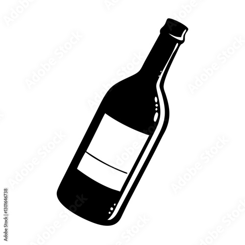 a black bottle, clean and simple graphic in a line art style vector illustration