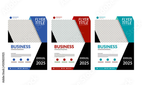 three flyer design. A4 format flyer or brochure for corporate business advertising vector abstract design, annual report or modern leaflet