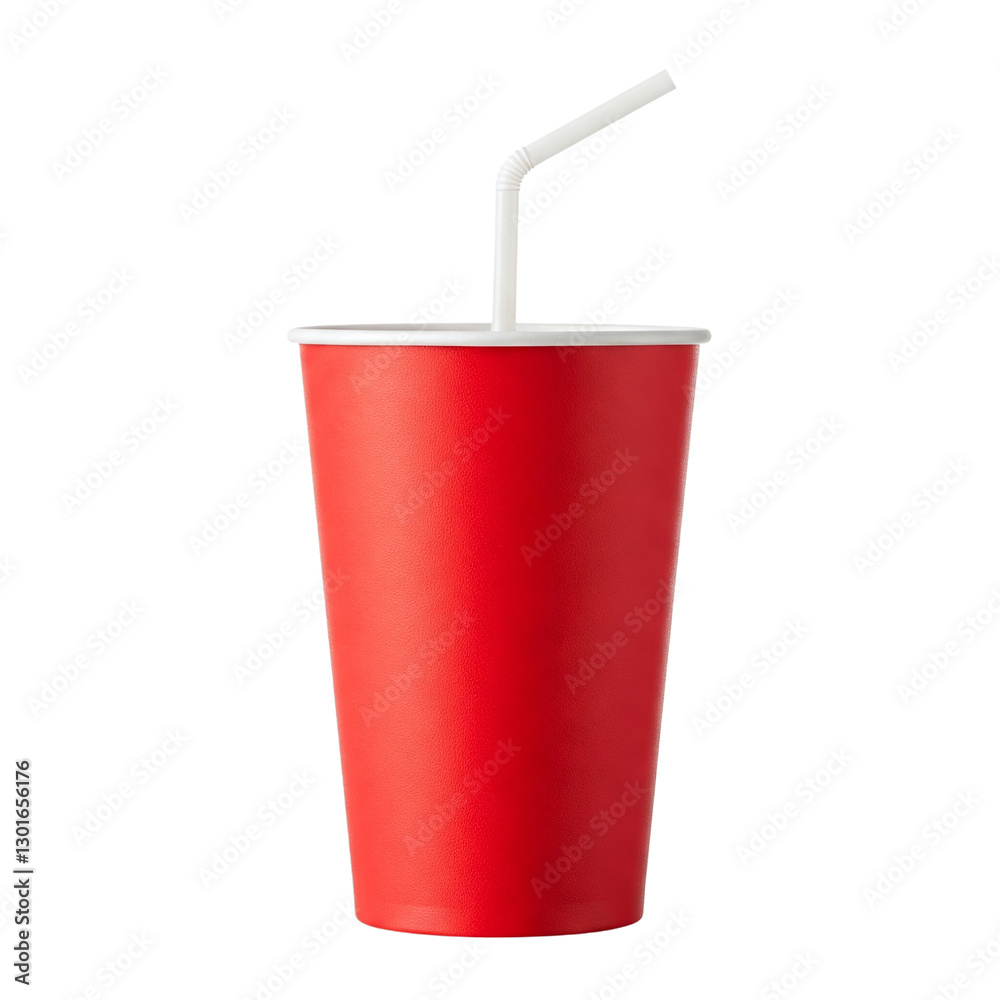 3D rendering of a vibrant red disposable cup with a straw, isolated on white. Perfect for beverage packaging design concepts and marketing visuals 3D rendering of a vibrant red disposable cup with a straw, isolated on white. Perfect for beverage packaging design concepts and marketing visuals