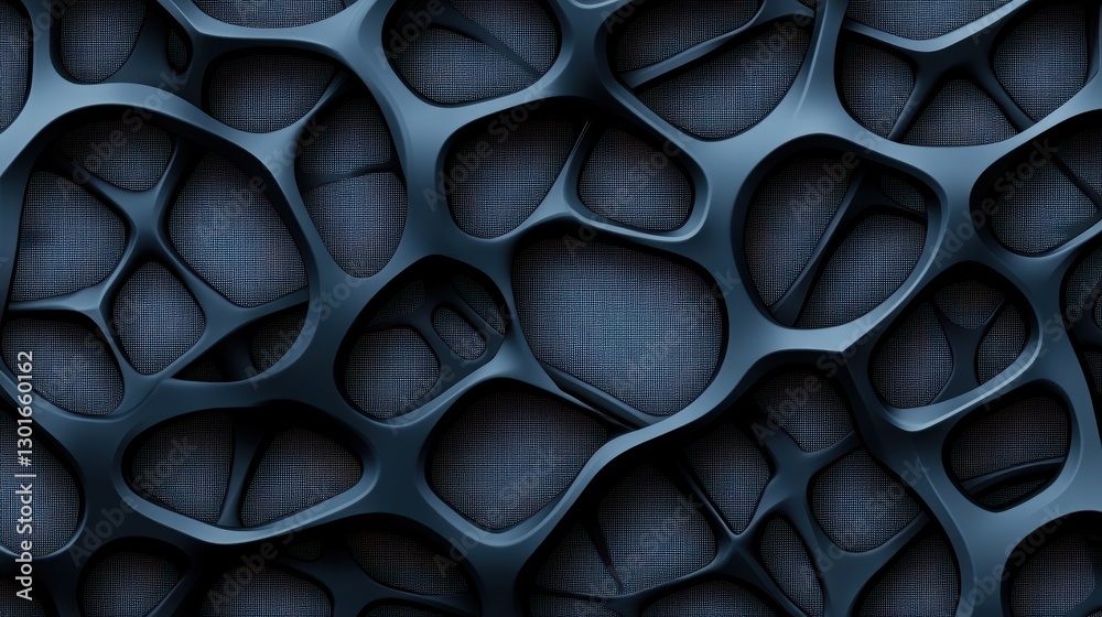 Abstract close-up of a textured black and blue surface with interconnected organic shapes, ideal for backgrounds in technology, design, or scientific themes, Abstract close-up of a textured black and blue surface with interconnected organic shapes, ideal for backgrounds in technology, design, or scientific themes,