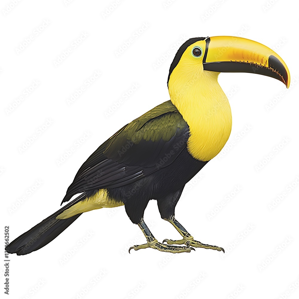 Fototapeta premium Vibrant Toucan with Colorful Beak Perched on a Branch