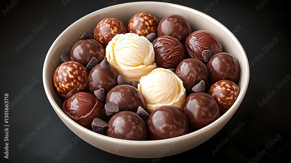 Obraz premium Chocolate and Ice Cream Treats in Bowl