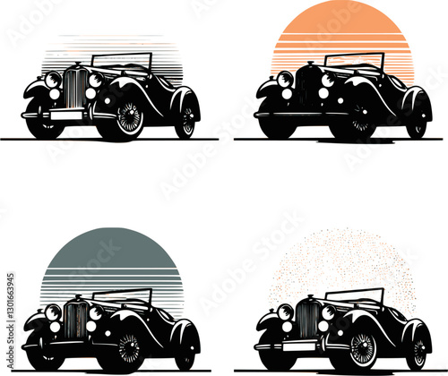 Classic cars silhouette icons for print or for site. EPS 10 version.
