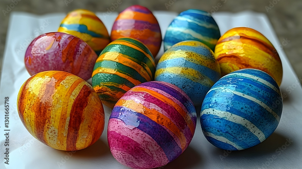 Colorful hand-painted Easter eggs on white paper (1) Colorful hand-painted Easter eggs on white paper (1)