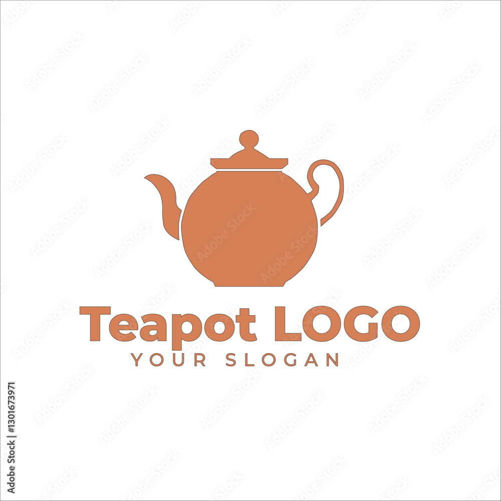 High-Quality Vector Illustration of a Brown Teapot Logo Design with Customizable Slogan for Branding High-Quality Vector Illustration of a Brown Teapot Logo Design with Customizable Slogan for Branding