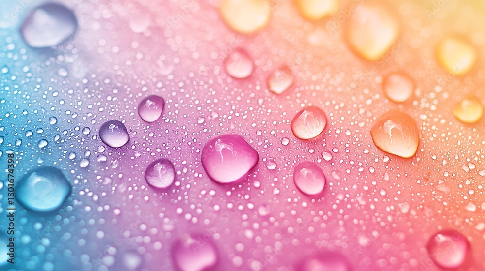 Colorful water droplets close-up Colorful water droplets close-up