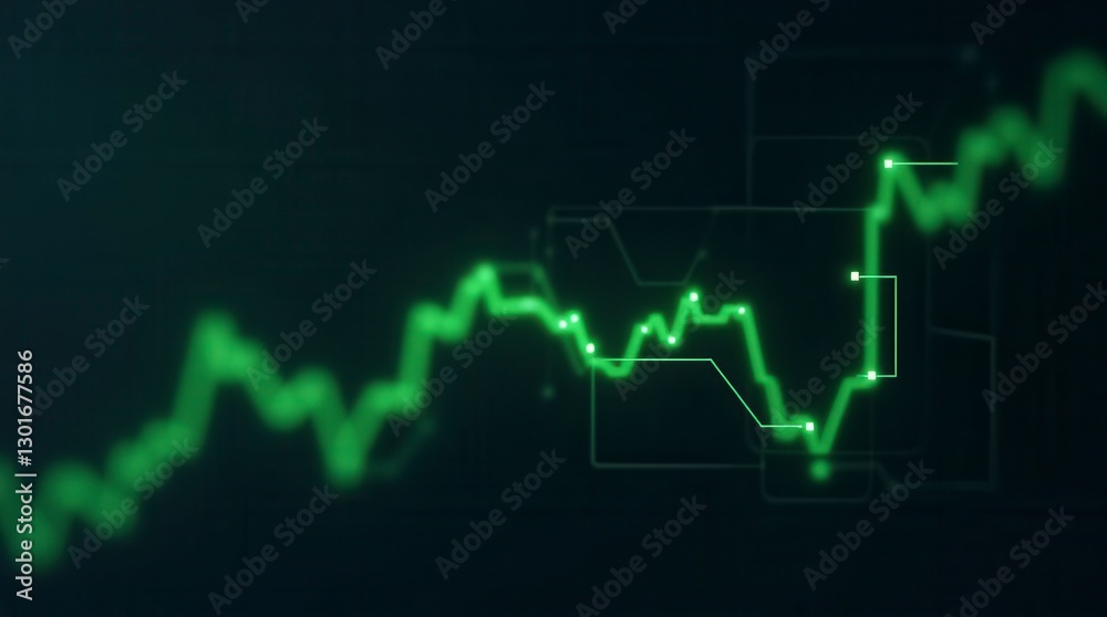 Optimistic Green Stock Market Chart Showing Upward Trend in Dark Background Optimistic Green Stock Market Chart Showing Upward Trend in Dark Background