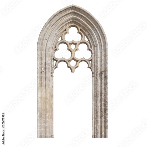 Elements of architectural decoration of buildings with floral ornament. Old arch. Gothic style