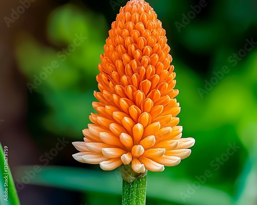 Torch lily bloom with foliage background, for garden design ideas photo