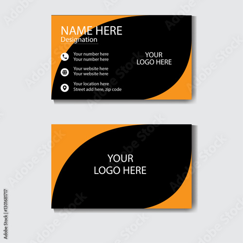 Creative modern business card design corporate visiting card and simple clean template vector design with orange and black
