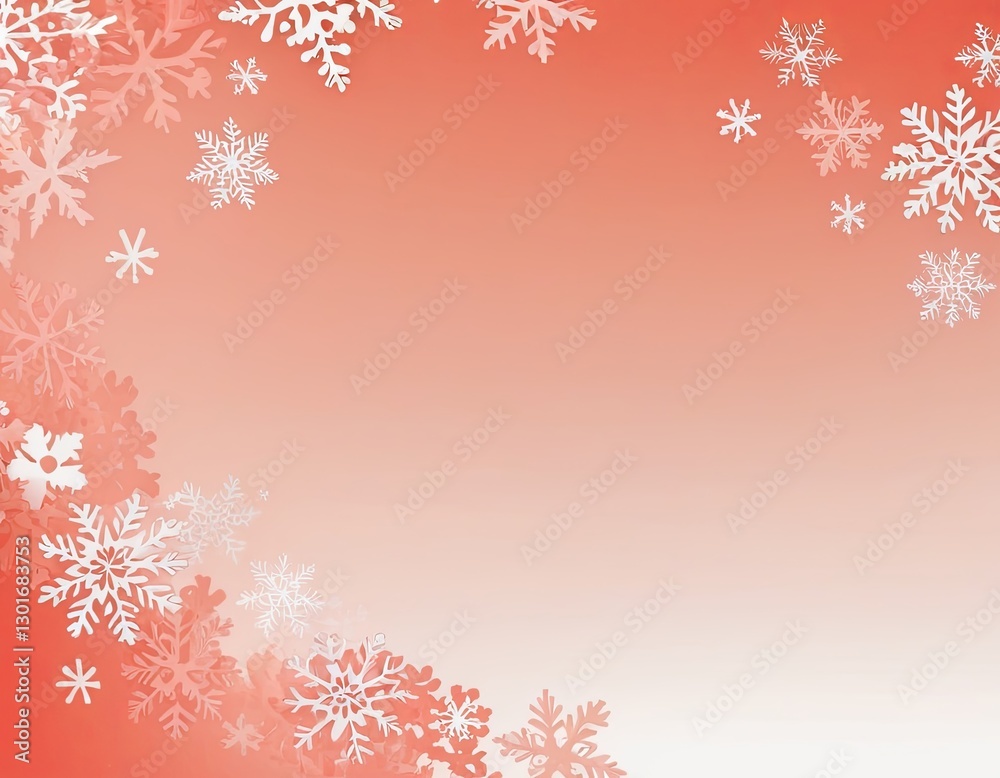 Delicate white snowflakes on a warm gradient red background, creating a festive and cozy atmosphere. Delicate white snowflakes on a warm gradient red background, creating a festive and cozy atmosphere.