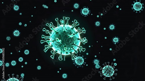 Microscopic View of Coronavirus Particles in a Dark Digital Space
