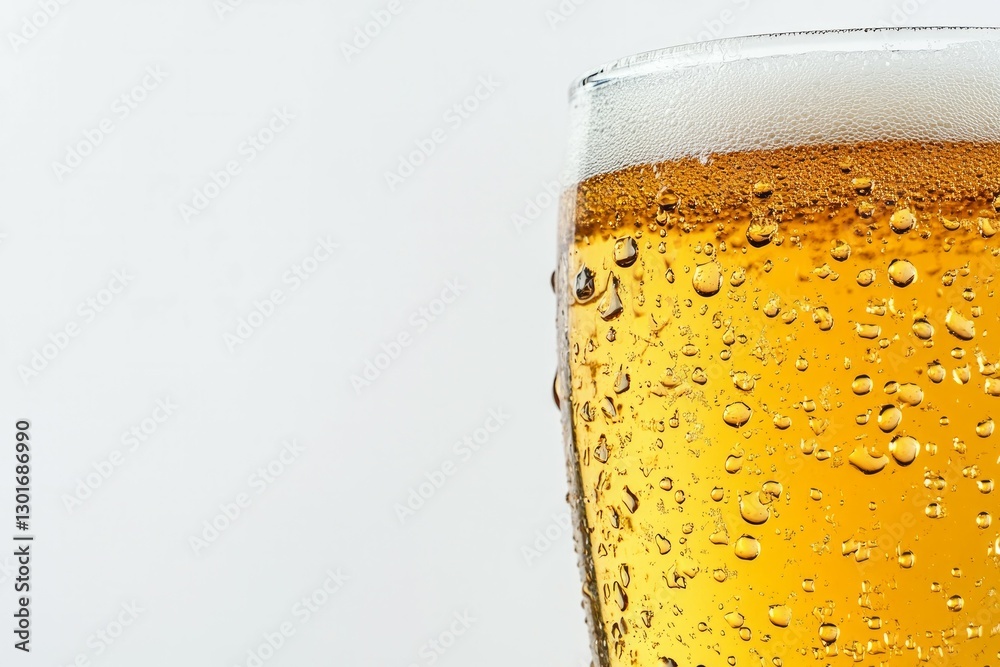 Tall beer glass with foamy head on white background. Artificial Intelligence Tall beer glass with foamy head on white background. Artificial Intelligence