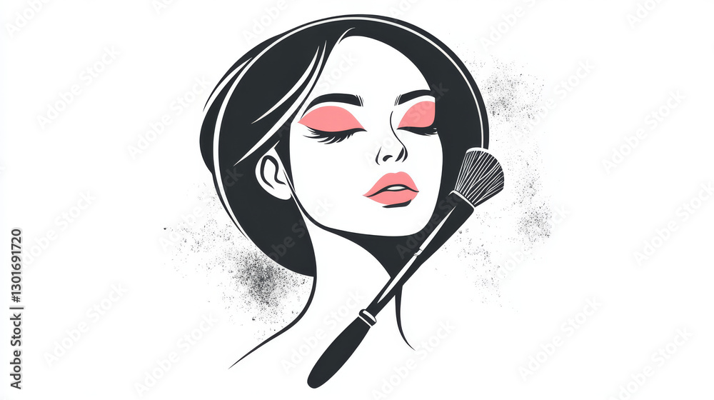 Make up artist logo template. Line style vector illustration isolated on white background.
Make up artist logo template. Line style vector illustration isolated on white background.