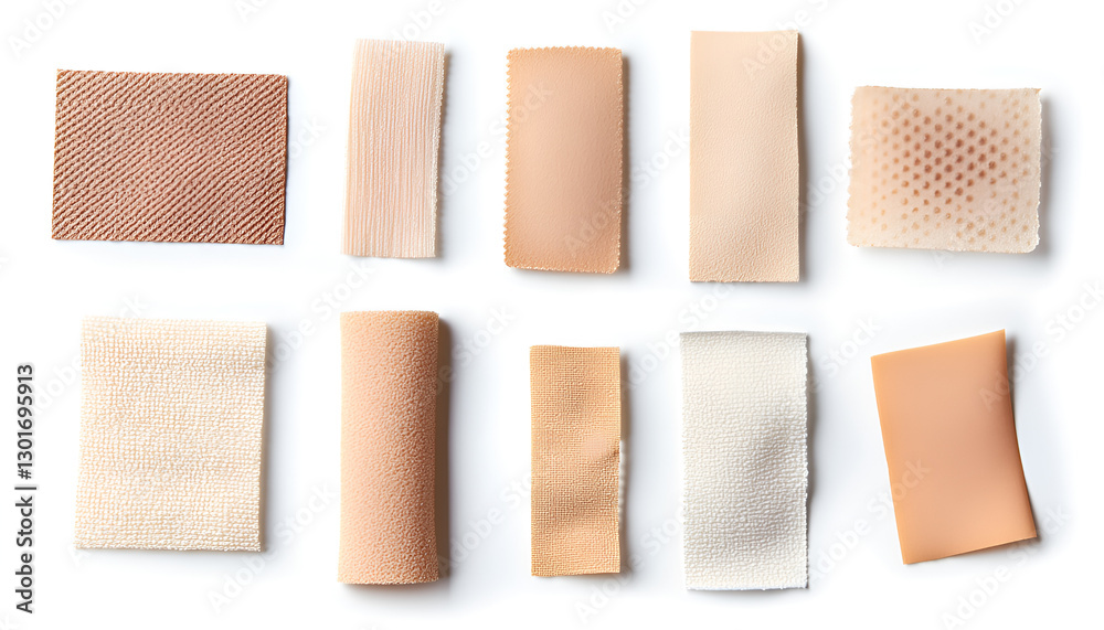 Fototapeta premium Set of adhesive plasters isolated on white background